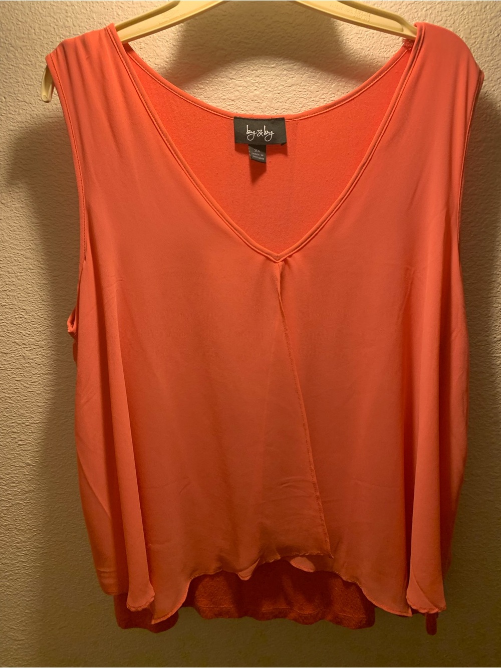 by & by Coral Sleeveless V-Neck Draped Camisole